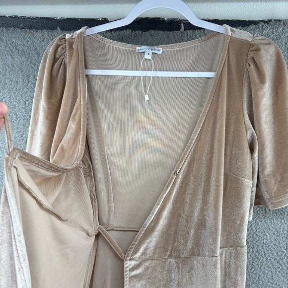 Baltic Born Champagne Velvet Wrap Maxi Dress Small Short Sleeve - Picture 14 of 16